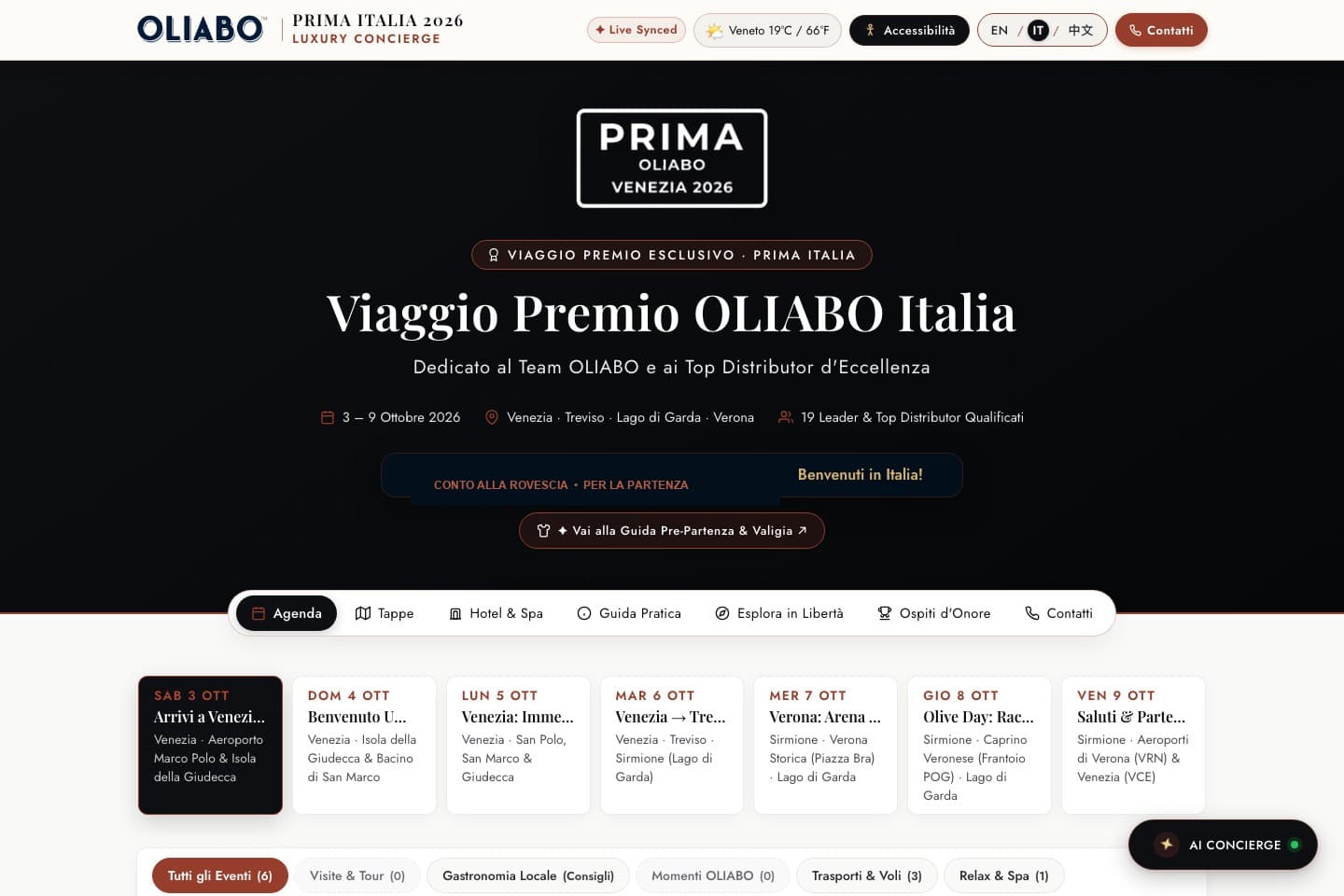 OLIABO • Incentive Trip Dashboard, AI Travel Concierge & Event Web App